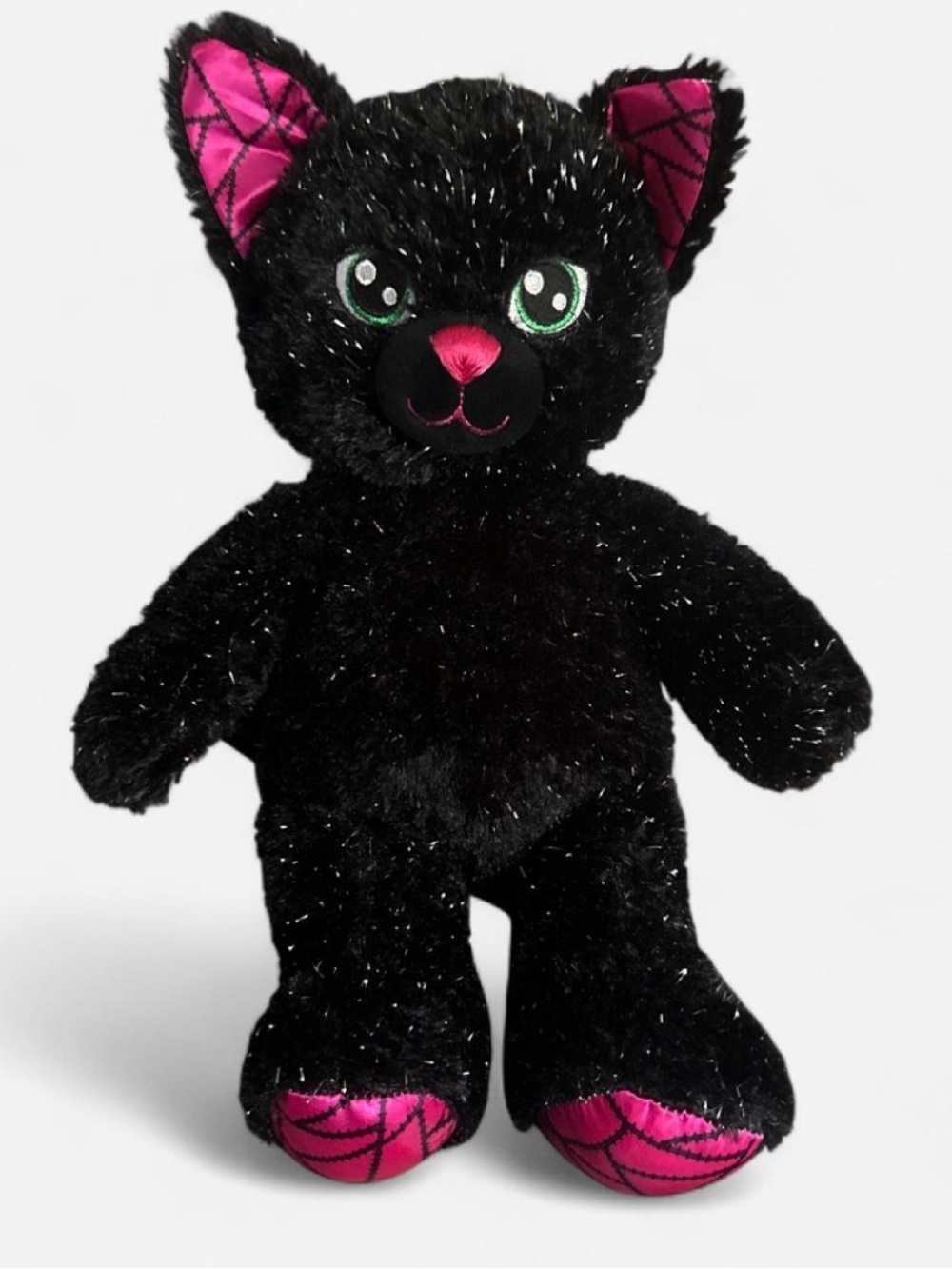 Build-A-Bear Black Plush Cat with Pink Accents